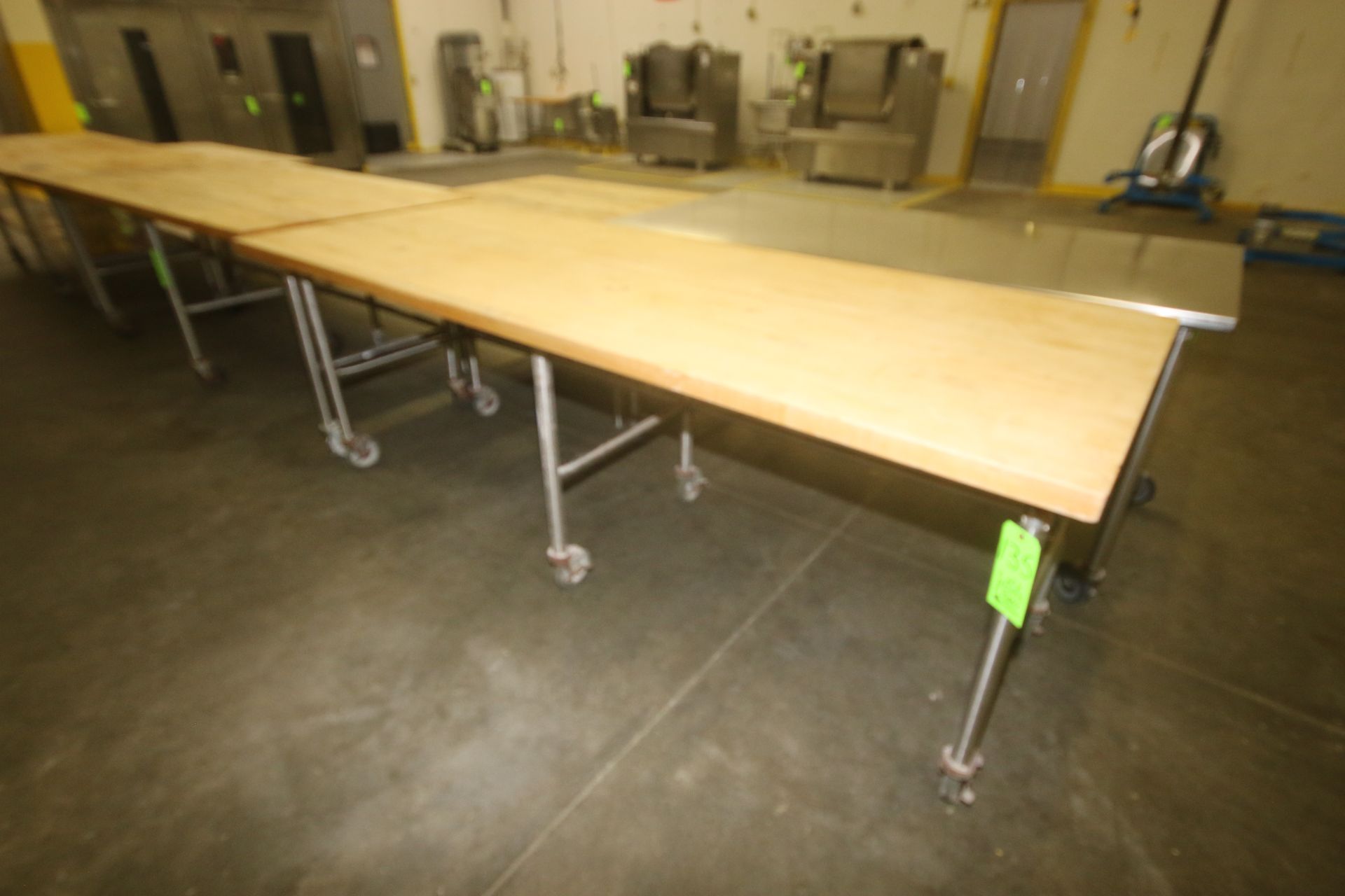 Wooden Top Baking Tables, with S/S Portable Frames & Legs, Overall Dims.: All (3) Aprox. 96" L x - Image 2 of 3