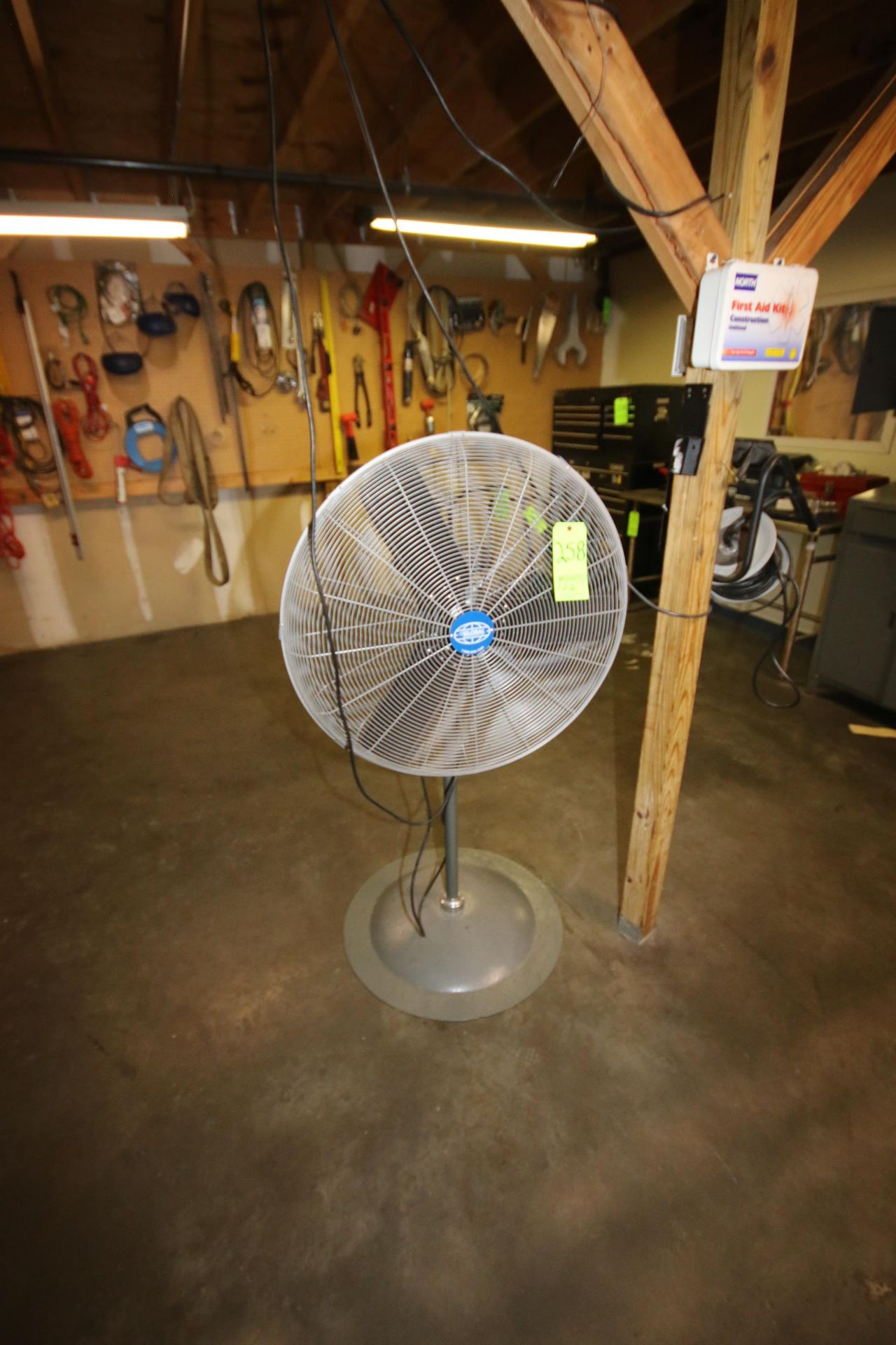 Global Pedestal Fan with (1) Global Wall Mounted Fan (LOCATED AT BAKE SHOP--409 AIRPORT BLV.