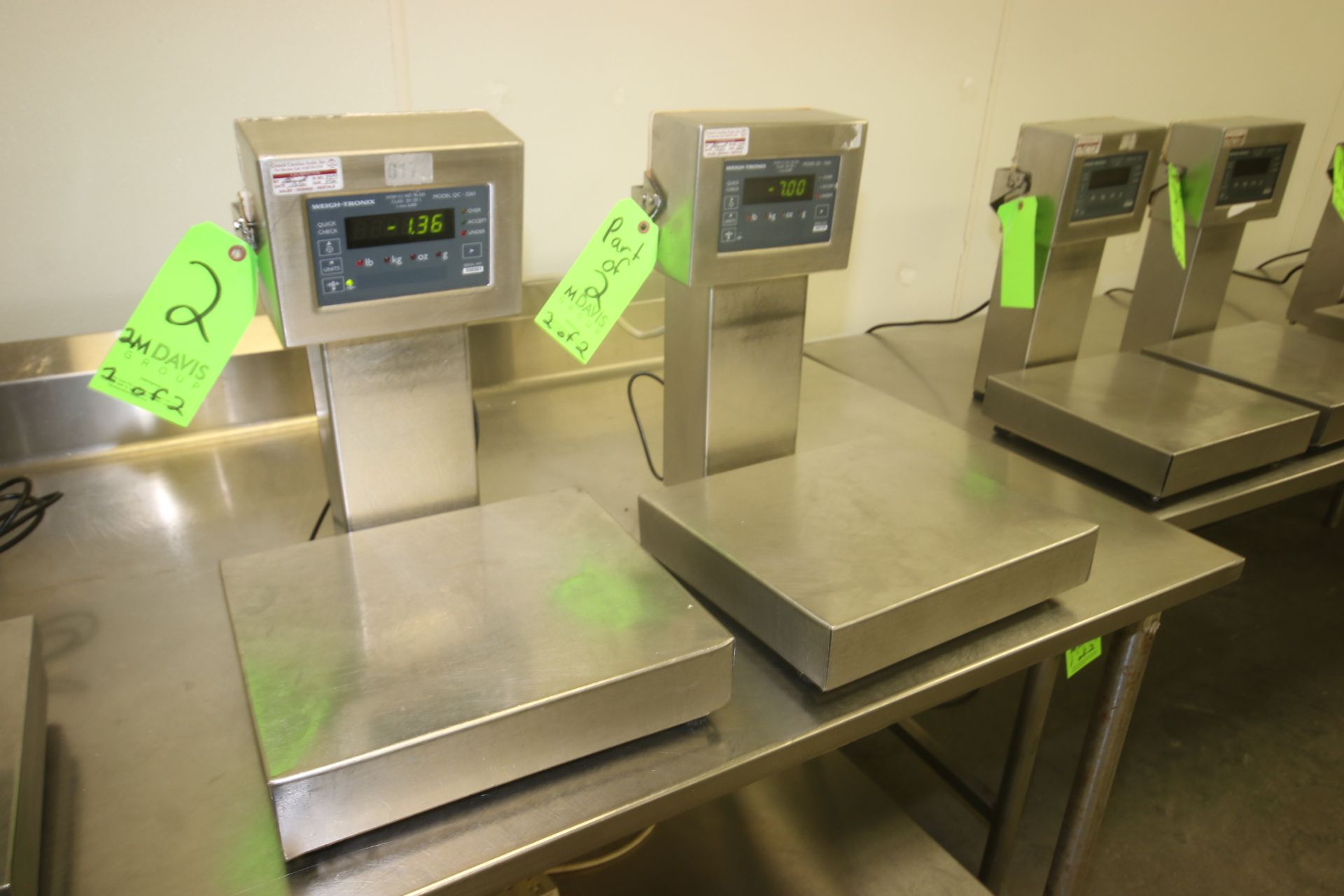 Weigh-Tronix S/S Platform Scales, M/N QC-3265, with Aprox. 13-1/2" L x 12" W S/S Platforms, 115