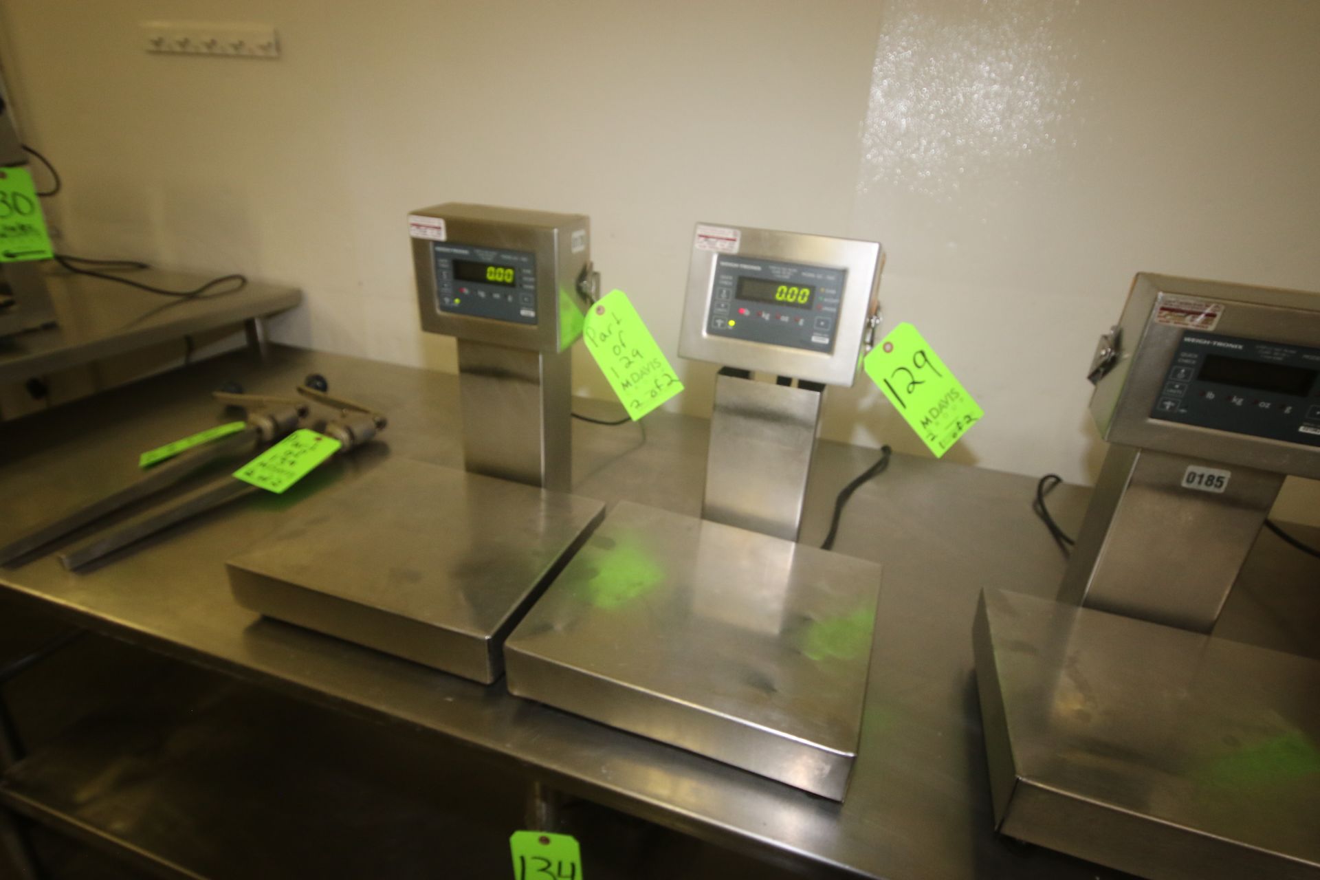 Weigh-Tronix S/S Platform Scales, M/N QC-3265, with Aprox. 13-1/2" L x 12" W S/S Platforms, 115