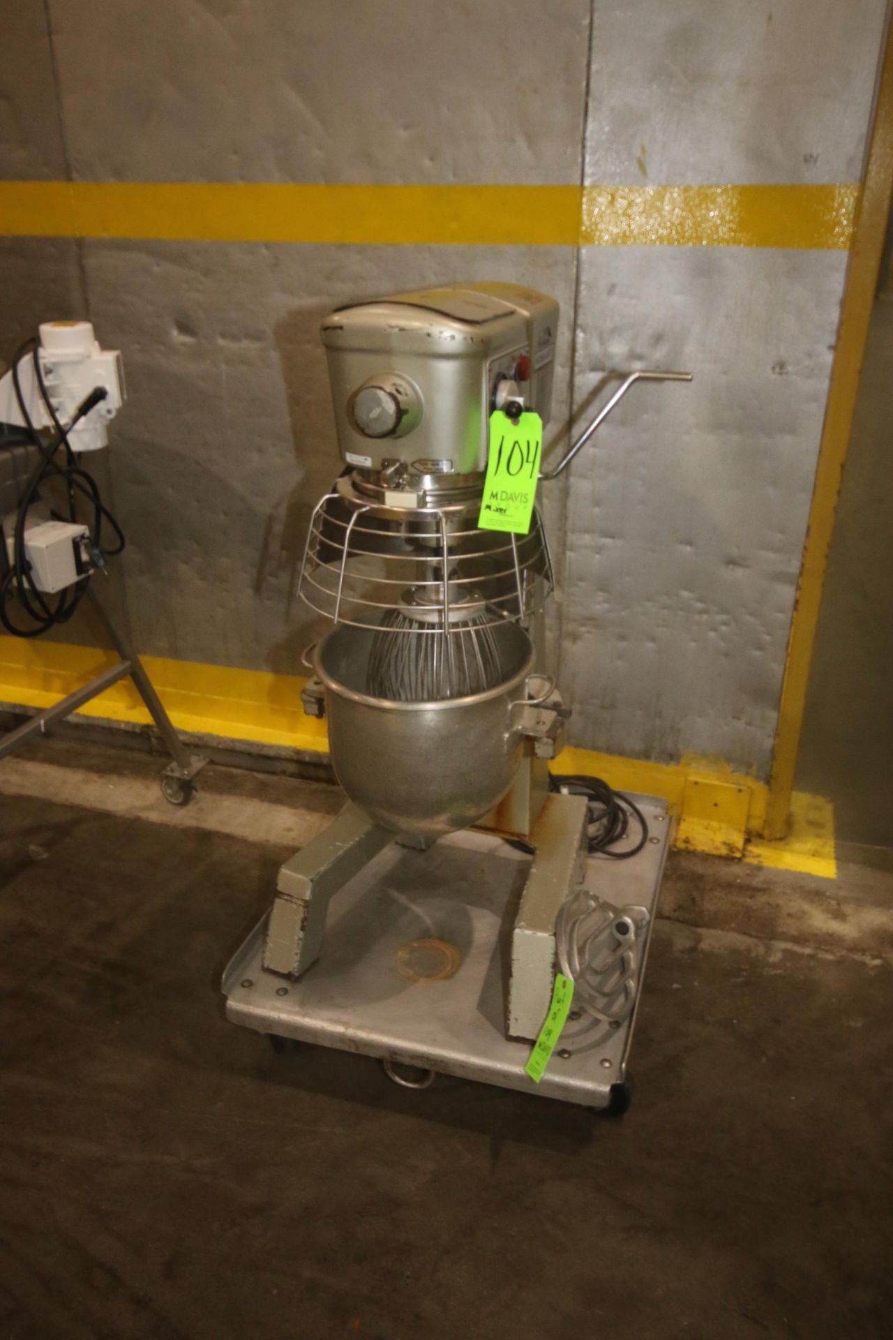 Hobart Mixer, M/N D 3001, S/N 11-245-583, 200 Volts, 1725 RPM, with S/S Mixing Bowl, Includes Whip