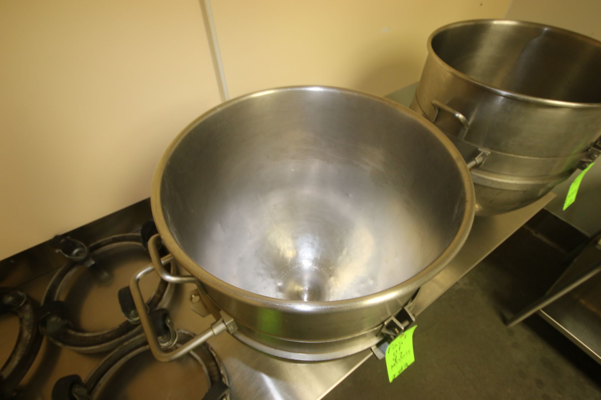 S/S Mixing Bowls, Internal Dims.: Aprox. 23" Dia. x 24" Deep, with Handles & Mixer Brackets (LOCATED - Image 3 of 4