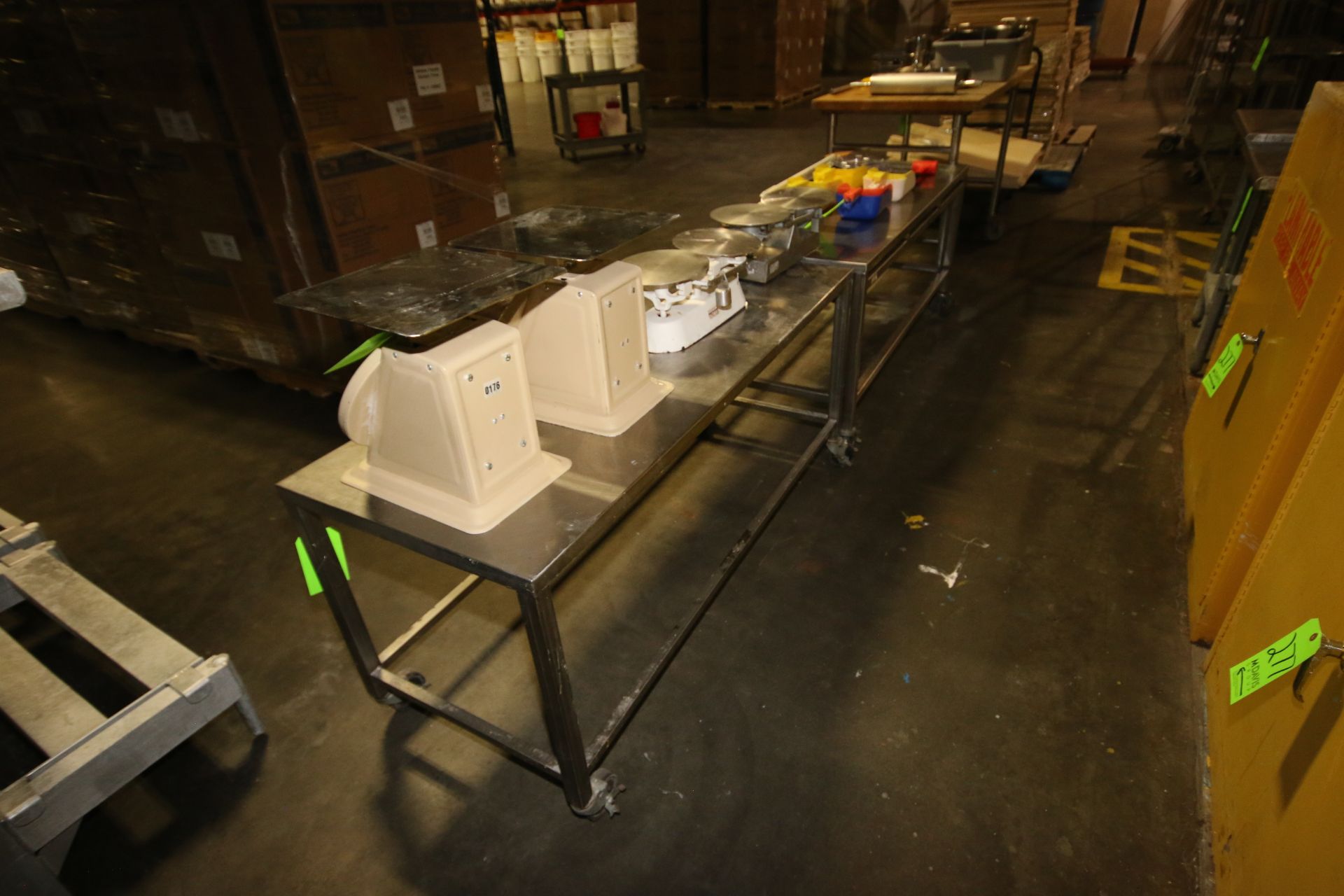 (2) S/S Portable Tables, Aprox. 60" L x 24" W x 28" H, & (1) Wooden Table Top Portable Table, Aprox. - Image 3 of 3