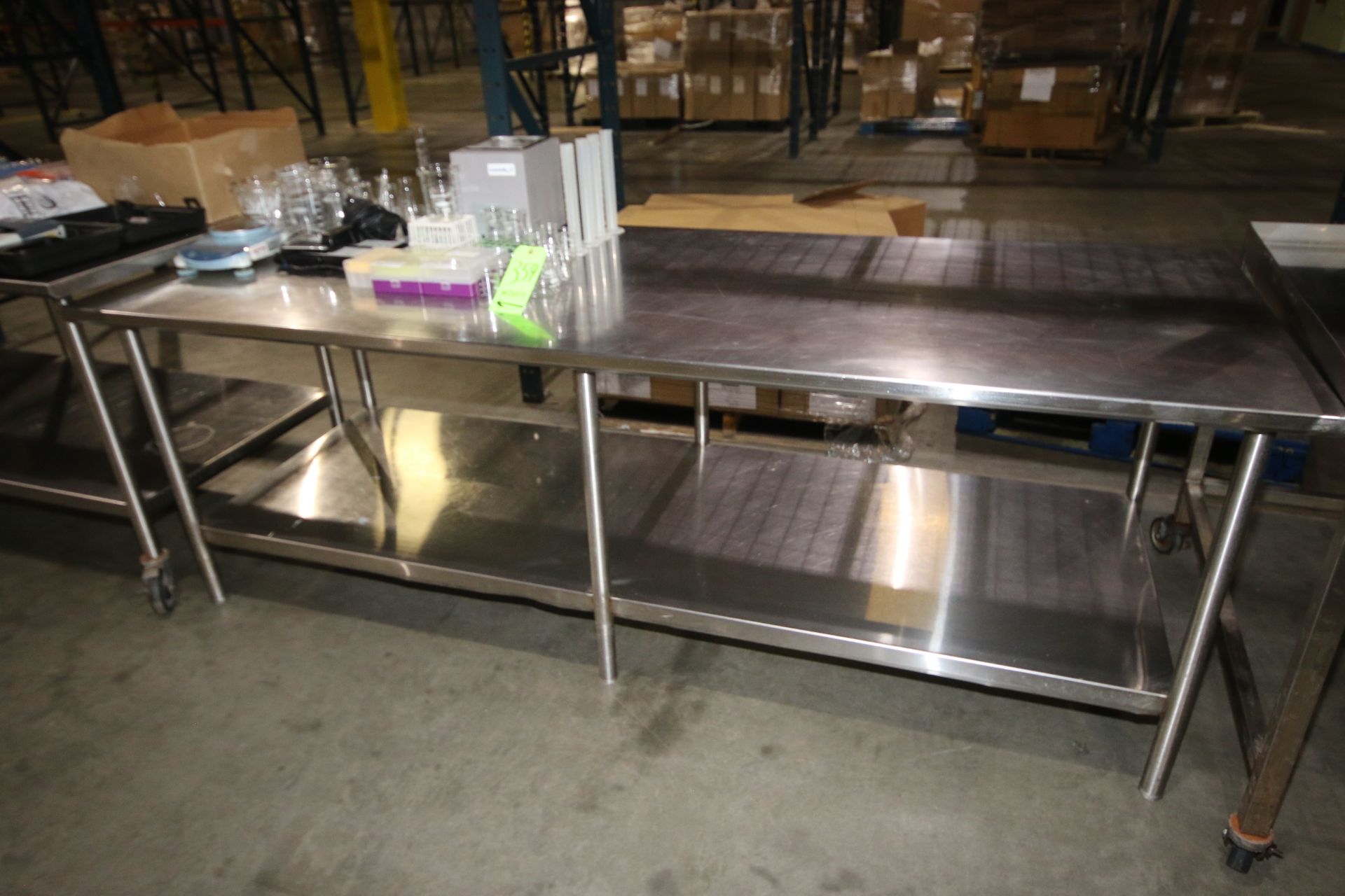 S/S Tables, (2) S/S Tables Mounted on Casters, (2) with S/S Bottom Shelf, Includes Aluminum Book - Image 3 of 4