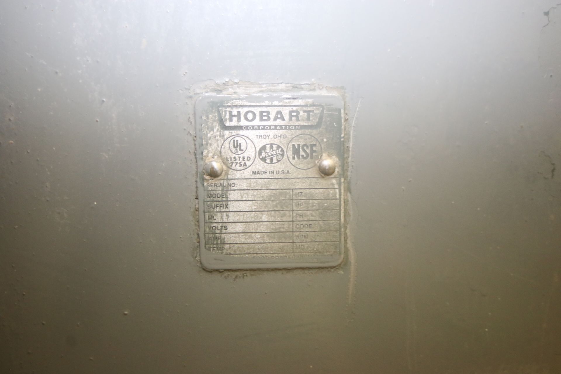 Hobart Mixer, M/N V1401, S/N 31-1220-328, 230 Volts, 3 Phase, with S/S Mixing Bowl, with S/S - Image 6 of 6