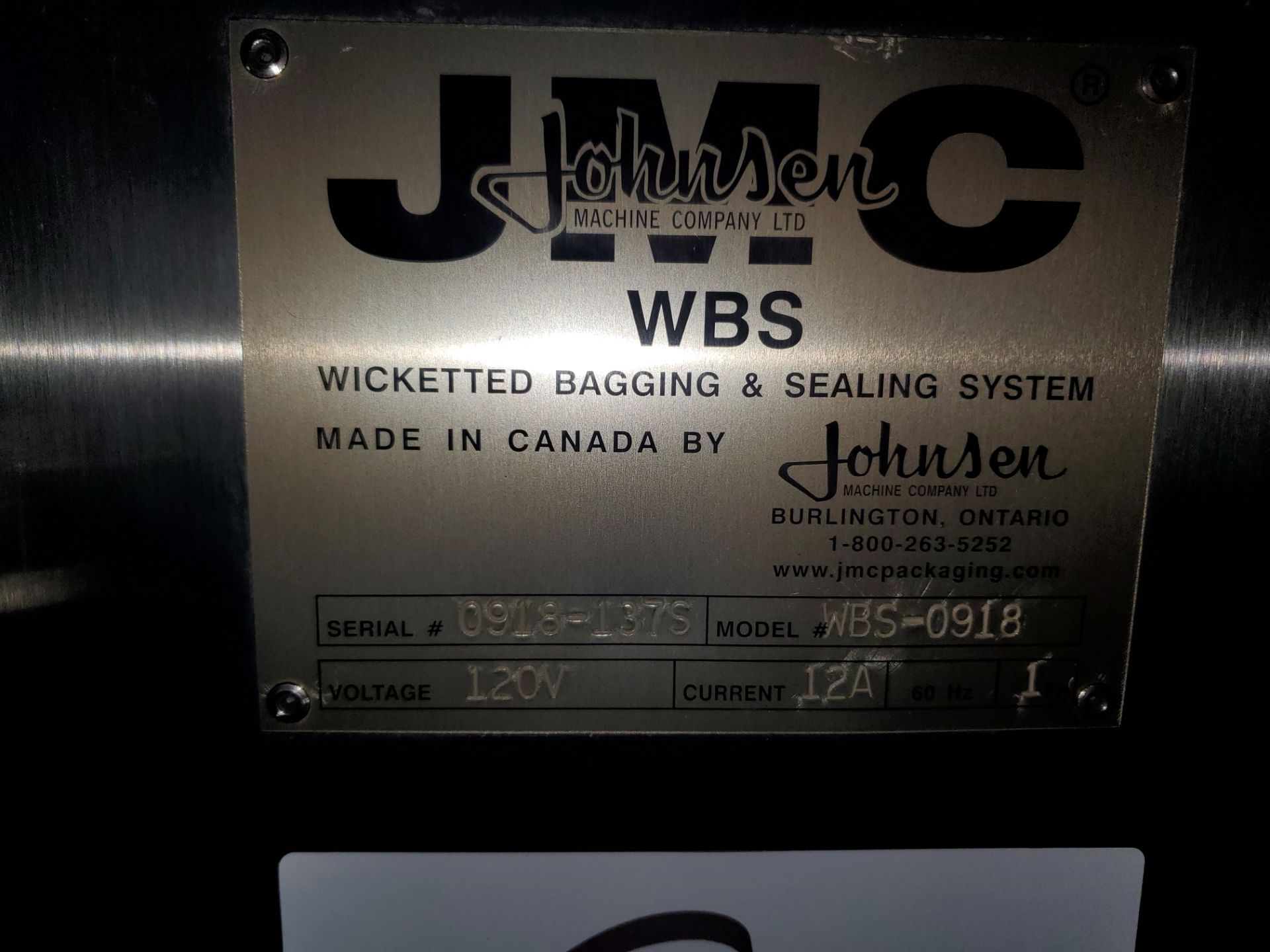 JMC Wicketted Bagging and Sealing System, ModelWBS-0918, S/N 0918-137S, Allen Bradly PanelView 550 - Image 6 of 13