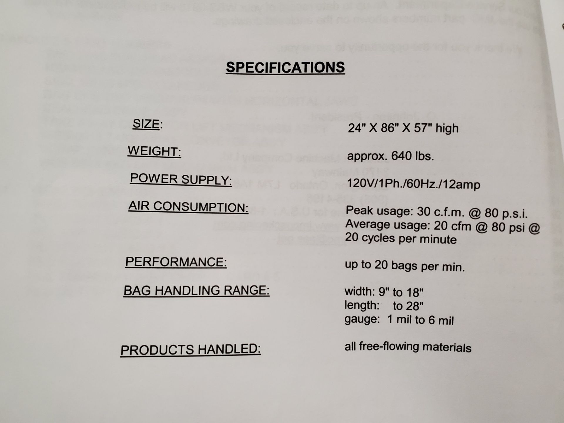 JMC Wicketted Bagging and Sealing System, ModelWBS-0918, S/N 0918-137S, Allen Bradly PanelView 550 - Image 12 of 13