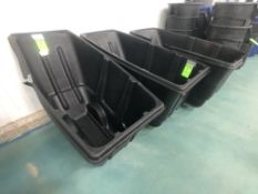 (3) PORTABLE 1/2 YD BLACK TRASH HOPPERS