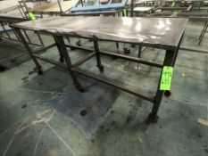 S/S TABLE, PORTABLE / MOUNTED ON CASTERS, APPX DIM. LWH'' 96 X 30 X 39