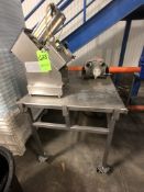 PORTABLE S/S TABLE APPX DIM. L48" X W36" X H38" WITH (1) NEMCO FRENCH FRY CUTTER AND (1) TS