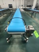 DORNER PORTABLE S/S PACK-OFF CONVEYOR WITH BLUE FOOD GRADE BELT, MODEL 820-394/A, MOUNTED ON