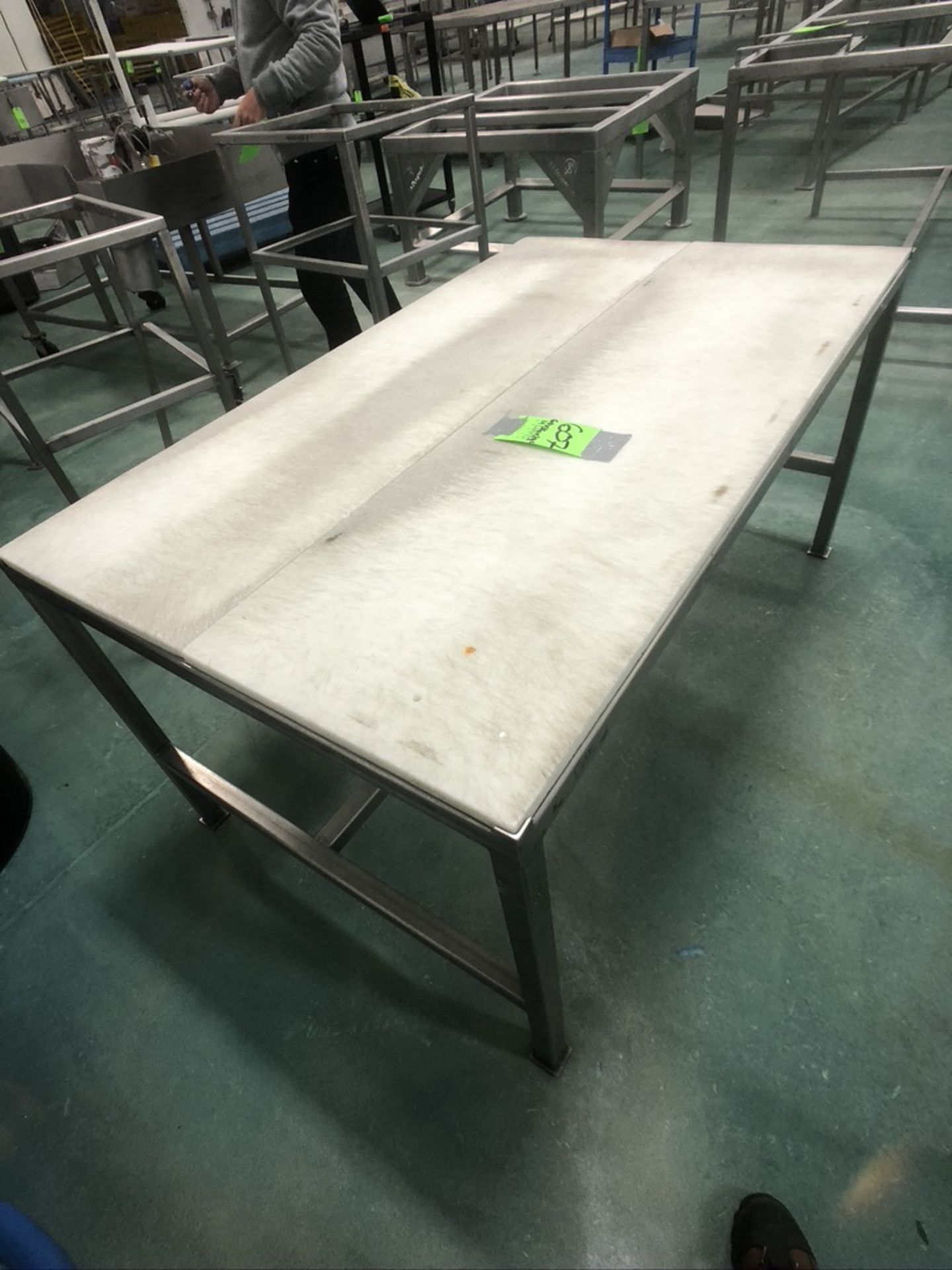 S/S TABLE WITH UMHW CUTTING BOARD TOP, APPX DIM. LWH'' 60 X 36 X 29
