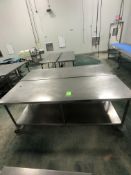 (2) S/S TABLE ON CASTERS APPX L96'' X W36''