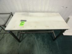 S/S TABLE WITH CUTTING BOARD TOP APPX DIM. LWH'' 49 X 23 X 28
