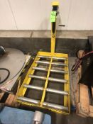 FORKLIFT BATTERY STAND, WITH ROLLERS & WENCH, APPROX. 27" W X 43" DEEP