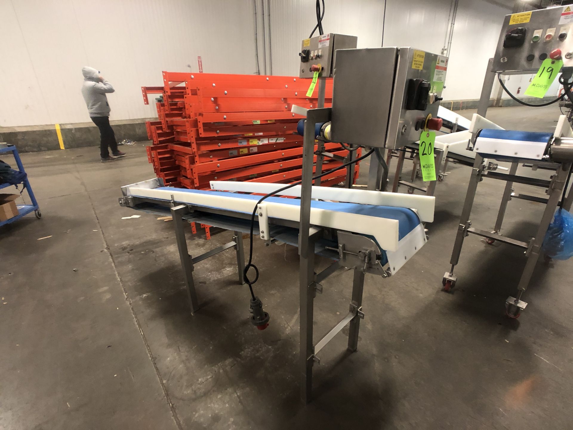 S/S PORTABLE CONVEYOR, S/S CONTROL PANEL, APPX L88'' X W12 X H48''