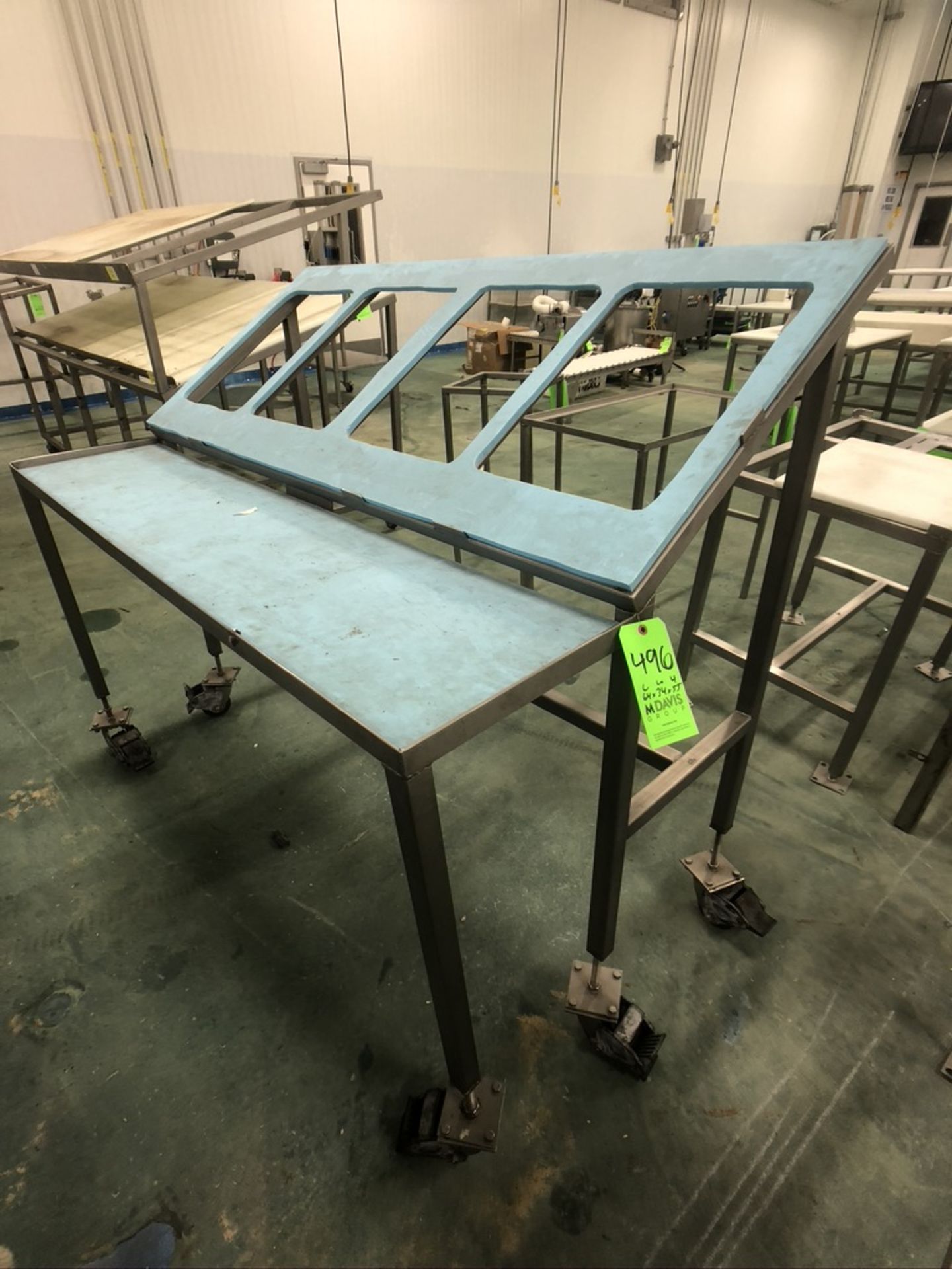 PORTABLE S/S PACKOFF TABLE, MOUNTED ON CASTERS, 64"X34"X55" (APPROX. L W H) - Image 4 of 4