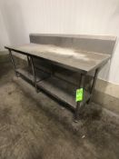 S/S TABLE WITH S/S BACKSPLASH APPX LWH 84" X 28" X 34.5"