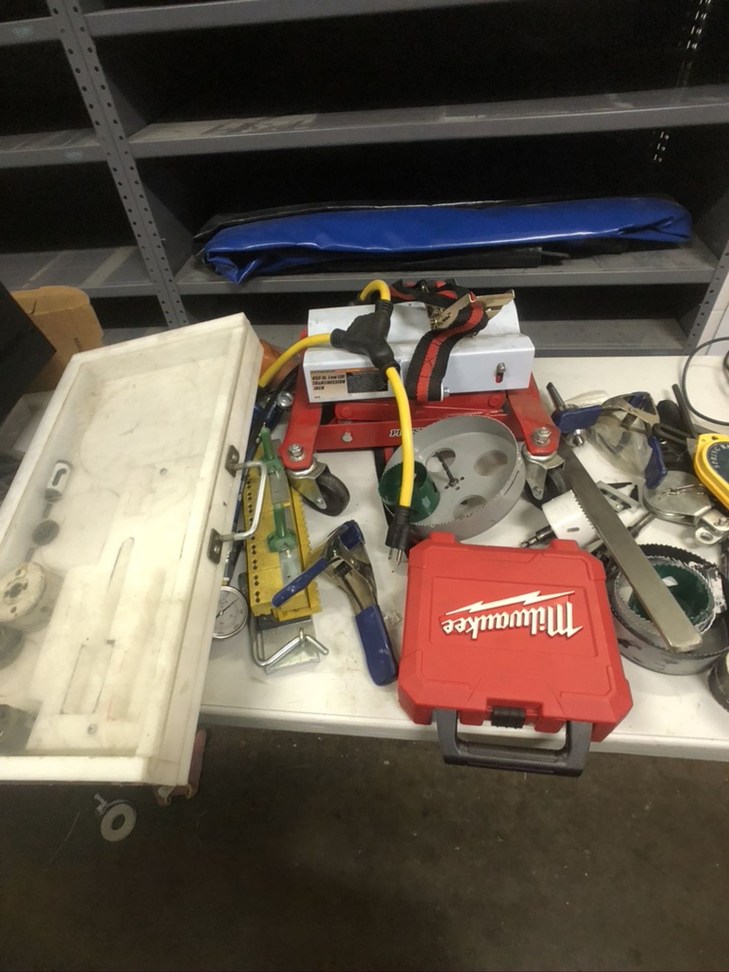 ASSORTED TOOLS AND SUPPLIES ON TABLES IN MACHINE SHOP - Image 3 of 22