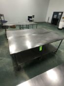 (2) S/S TABLE ON CASTERS APPX L84'' X W30''