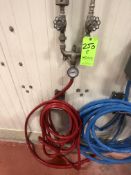 WALL MOUNTED HOSE/WASH DOWN STATION W/ TEMP GAUGE, INCLUDES HOSE (RED)