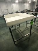 S/S TABLE WITH PLASTIC CUTTING BOARD TOP APPX L48'' X W36''