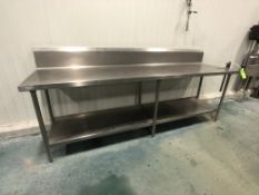 S/S TABLE W/ EDLUND CAN OPENER, APPX L108'' x W28''