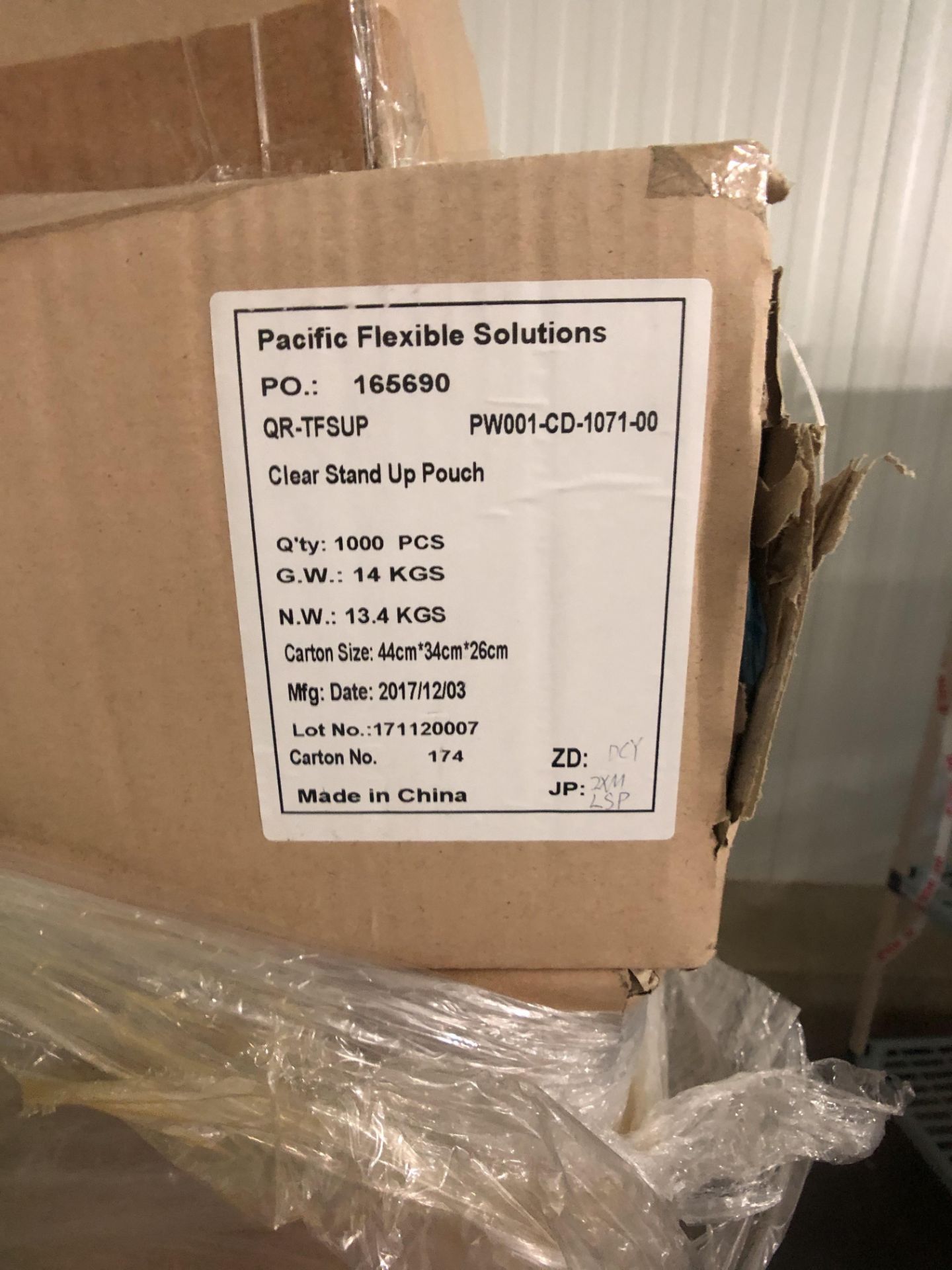 NEW IN BOX, PACIFIC FLEXIBLE SOLUTIONS, CLEAR STAND-UP POUCHES, APPX 100 BOXES EACH W/ APPX 1,000 - Image 9 of 10