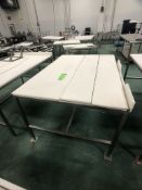 S/S TABLE WITH CUTTING BOARD TOP APPX DIM. LWH'' 72 X 40 X 37
