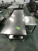 (1) S/S TABLE ON CASTERS APPX L108' X 36 (1) S/S TABLE 36'' X 22''