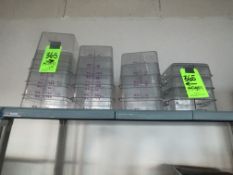 ASSORTED CLEAR SQUARE STORAGE CONTAINERS W/ GRADATIONS