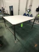 S/S TABLE WITH PLASTIC CUTTING BOARD TOP APPX L60'' X W60''