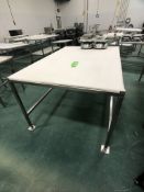 S/S TABLE WITH CUTTING BOARD TOP APPX DIM. LWH'' 72 X 48 X 37