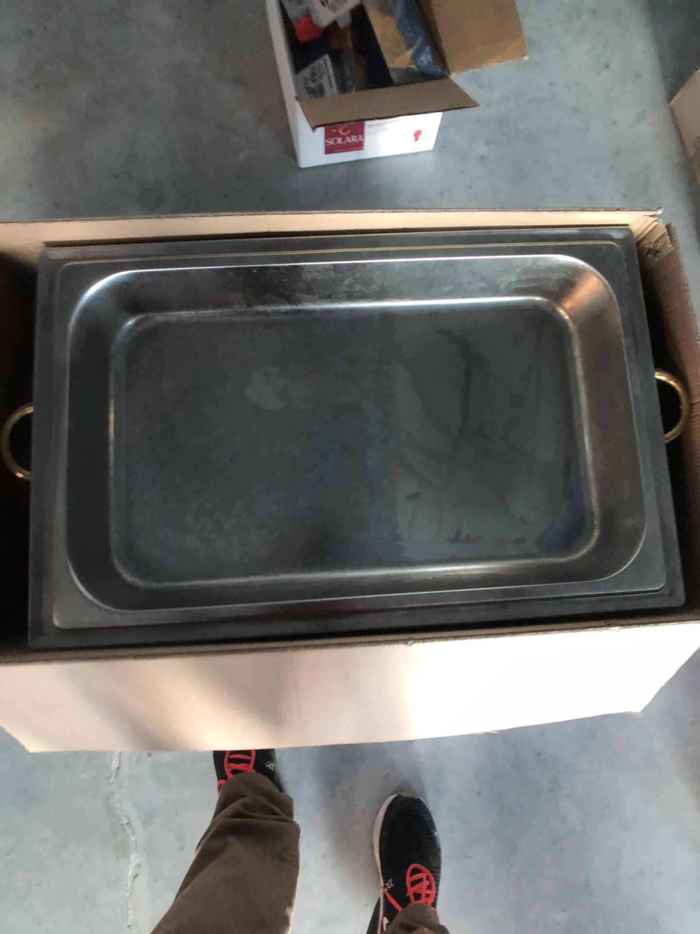 (2) UNUSED DELUXE 8 Qt. FULL SIZE GOLD ACCENT CHAFER, APPX L25-3/4'' W14-1/8'' H12-1/4'' - Image 3 of 3