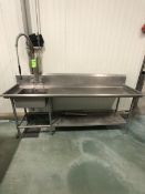 S/S COUNTER WITH SINK APPX LWH 96'' x 27'' x 38''