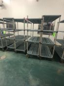 (4) METROMAX ANTIMICOBIAL PORTABLE CARTS / PORTABLE PLASTIC RACKS/SHELVES 4-LEVELS APPX L59'' X