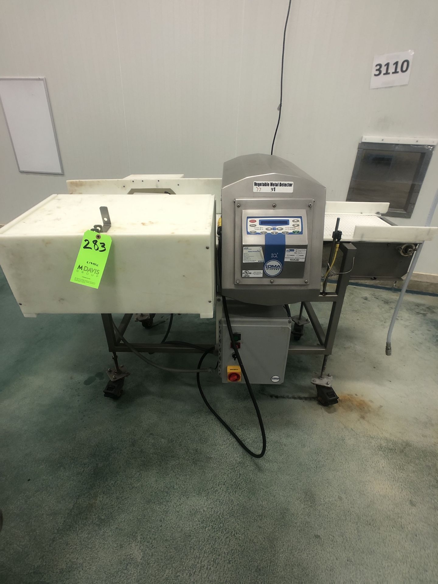 LOMA IQ3 CONVEYORIZED METAL DETECTOR WITH PRODUCT REJECT STATION, S/N KIMD21241L, APPROX. 18" W X 7"