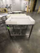 (4) S/S TABLES VARIOUS SIZES AND DIMENSIONS, CUTTING BOARD TOPS AND GUARDS