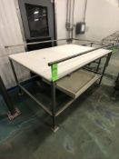 S/S TABLE WITH UMHW CUTTING BOARD TOP, APPX DIM. LWH'' 72 X 48 X 42