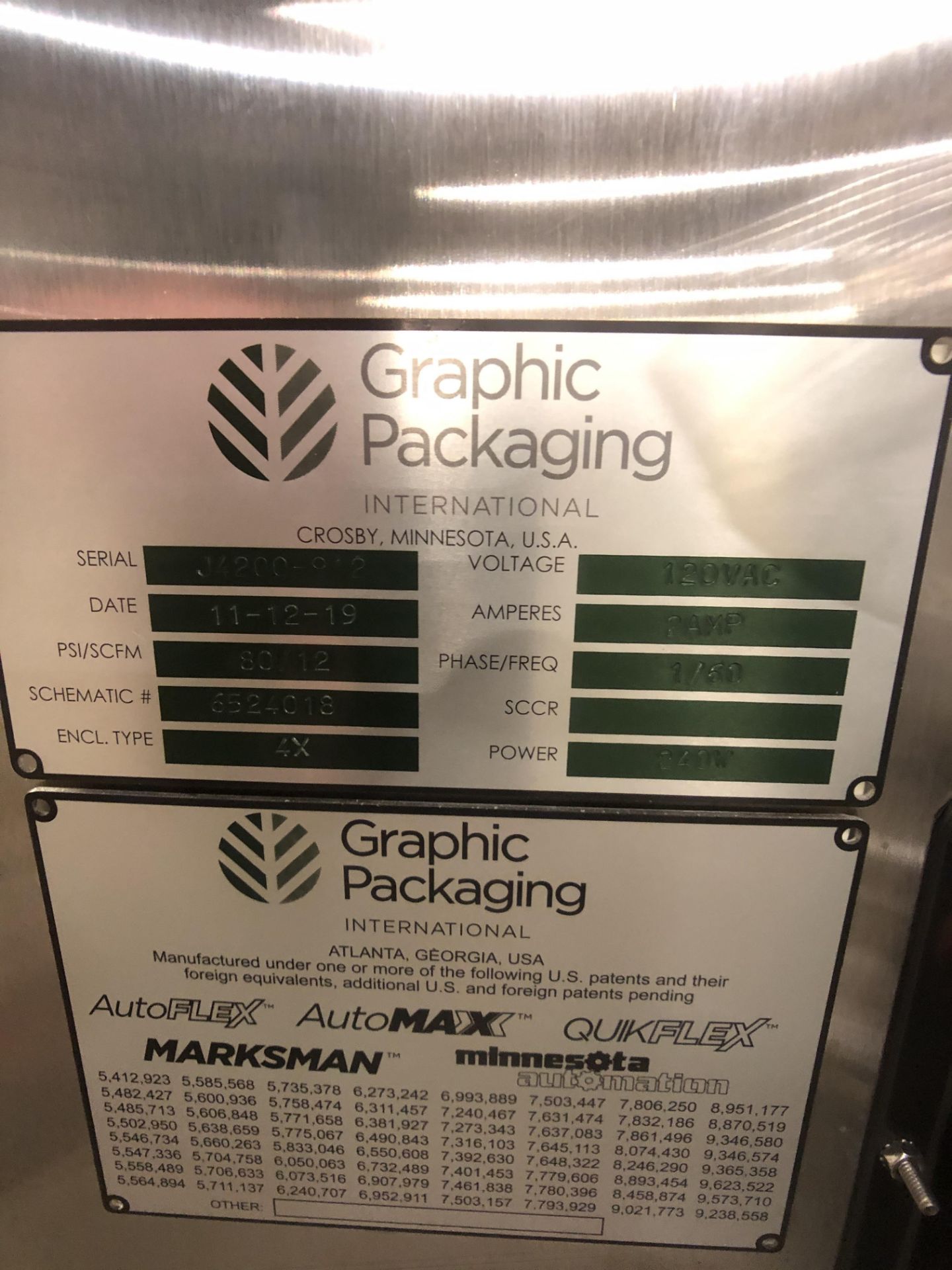 2019 Graphic Packaging Reciprocating Pick and Place Packaging Denester, S/N J4200-912 - Image 9 of 13