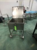 S/S PARTS CART WITH PERFORATED BOTTOM, PORTABLE /MOUNTED ON CASTERS APPX DIM. LWH'' 24 X 24 X 36,