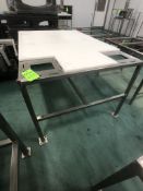 S/S TABLE WITH UMHW CUTTING BOARD TOP, APPX DIM. LWH'' 70 X 48 X 36