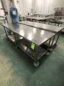 (2) S/S TABLE ON CASTERS APPX L90'' X W30''