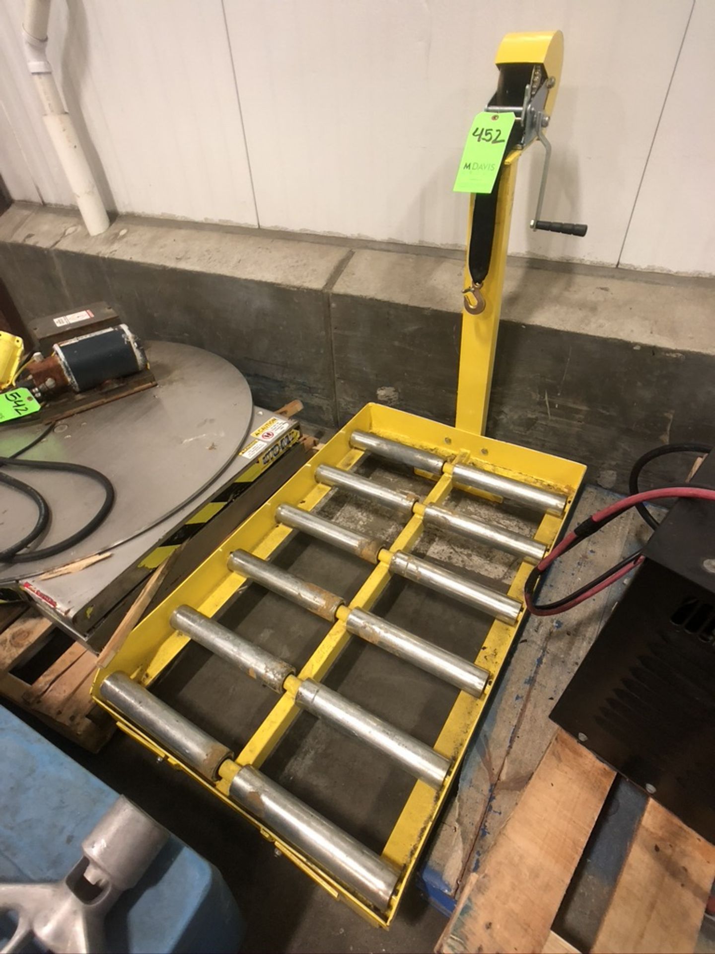 FORKLIFT BATTERY STAND, WITH ROLLERS & WENCH, APPROX. 27" W X 43" DEEP - Image 2 of 2