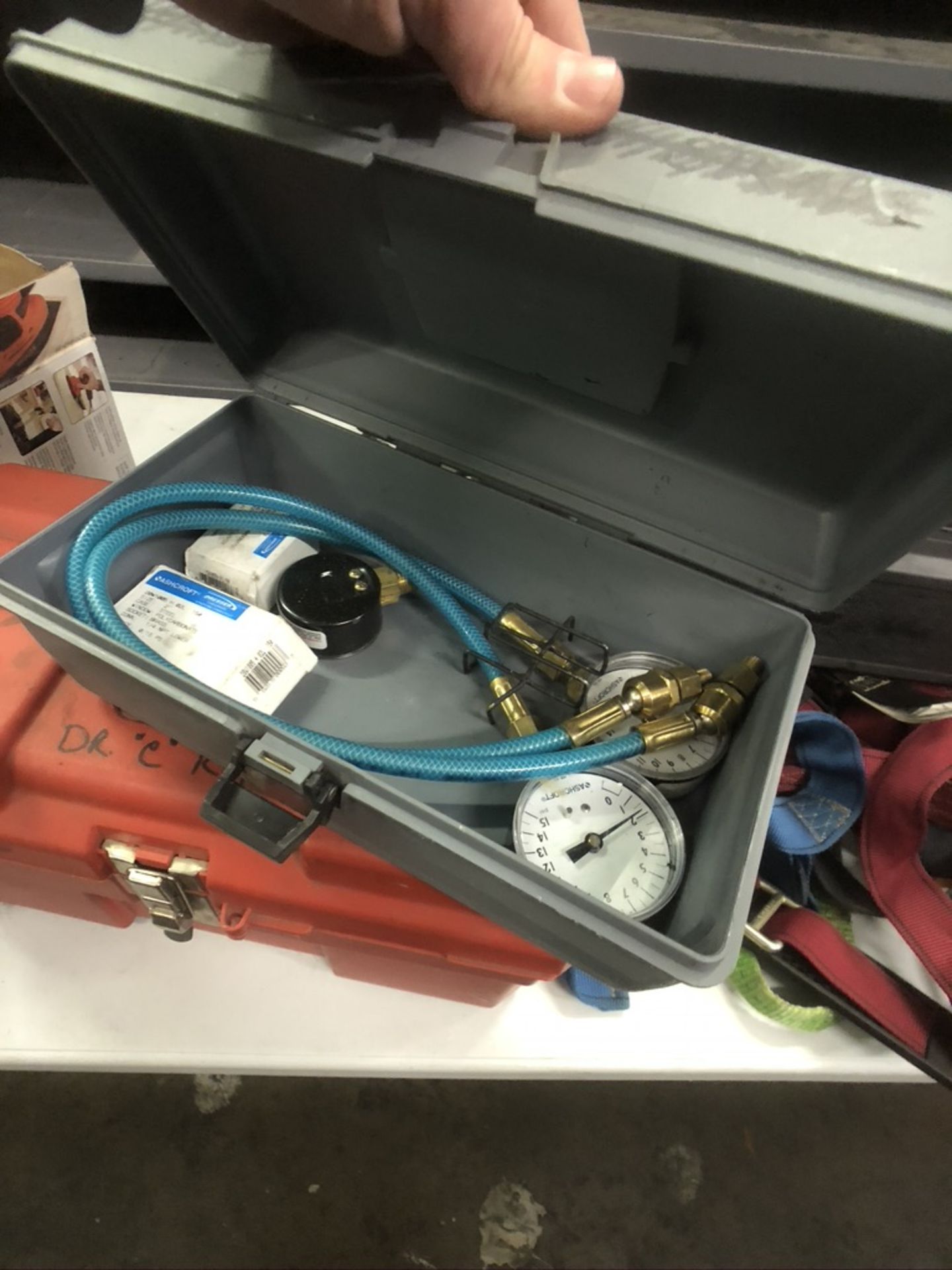 ASSORTED TOOLS AND SUPPLIES ON TABLES IN MACHINE SHOP - Image 21 of 22