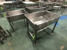 (4) PERFORATED S/S WASH AND DRAIN TABLES, VARIOUS DIMENSIONS