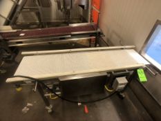 URSCHEL S/S CONVEYOR, S/N 53247, PORTABLE/MOUNTED ON CASTERS, S/S WASHDOWN MOTOR, LENZE TECH AC VFD,