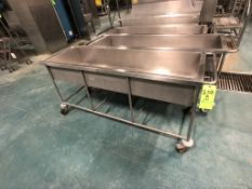 (3) S/S PORTABLE CARTS MOUNTED ON CASTERS, APPX L73'' x W24'' x H31-1/2''