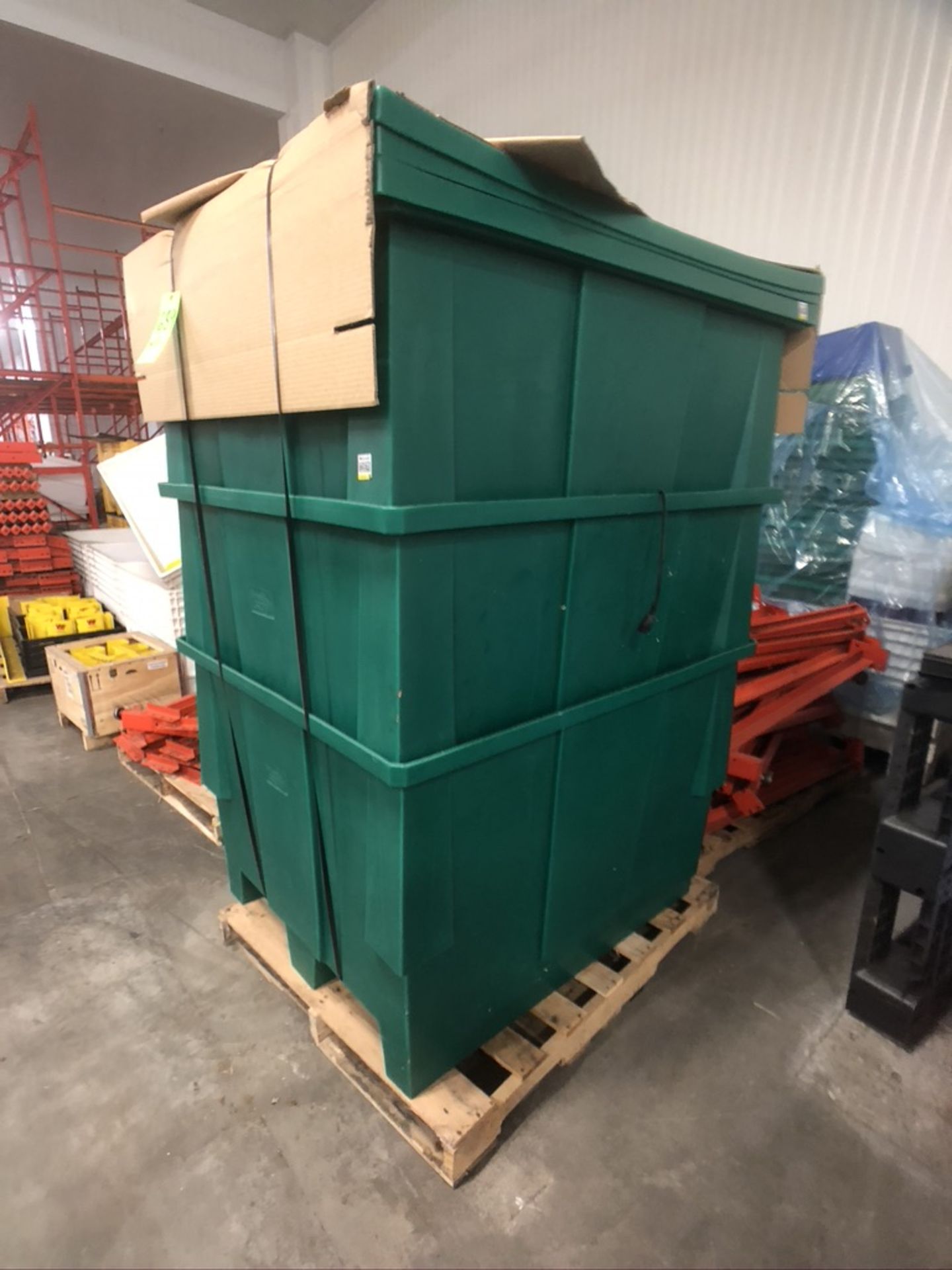 (3) LARGE GREEN FOOD STORAGE BINS APPX DIN. LWH'' 50 X 41 X 33, INCLUDES (3) LIDS - Image 2 of 3