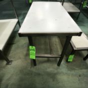 S/S TABLE WITH CUTTING BOARD TOP APPX DIM. LWH''